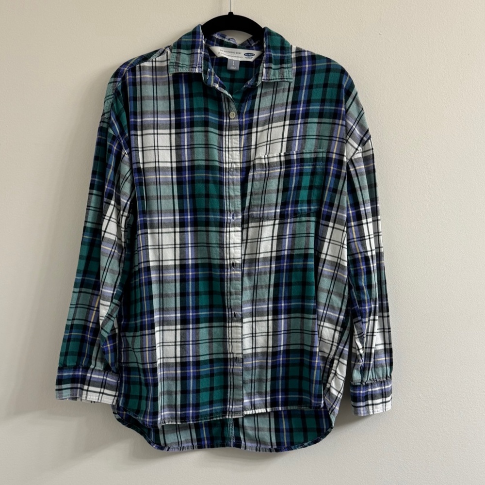 Old Navy Blue/Green/White Plaid Shirt